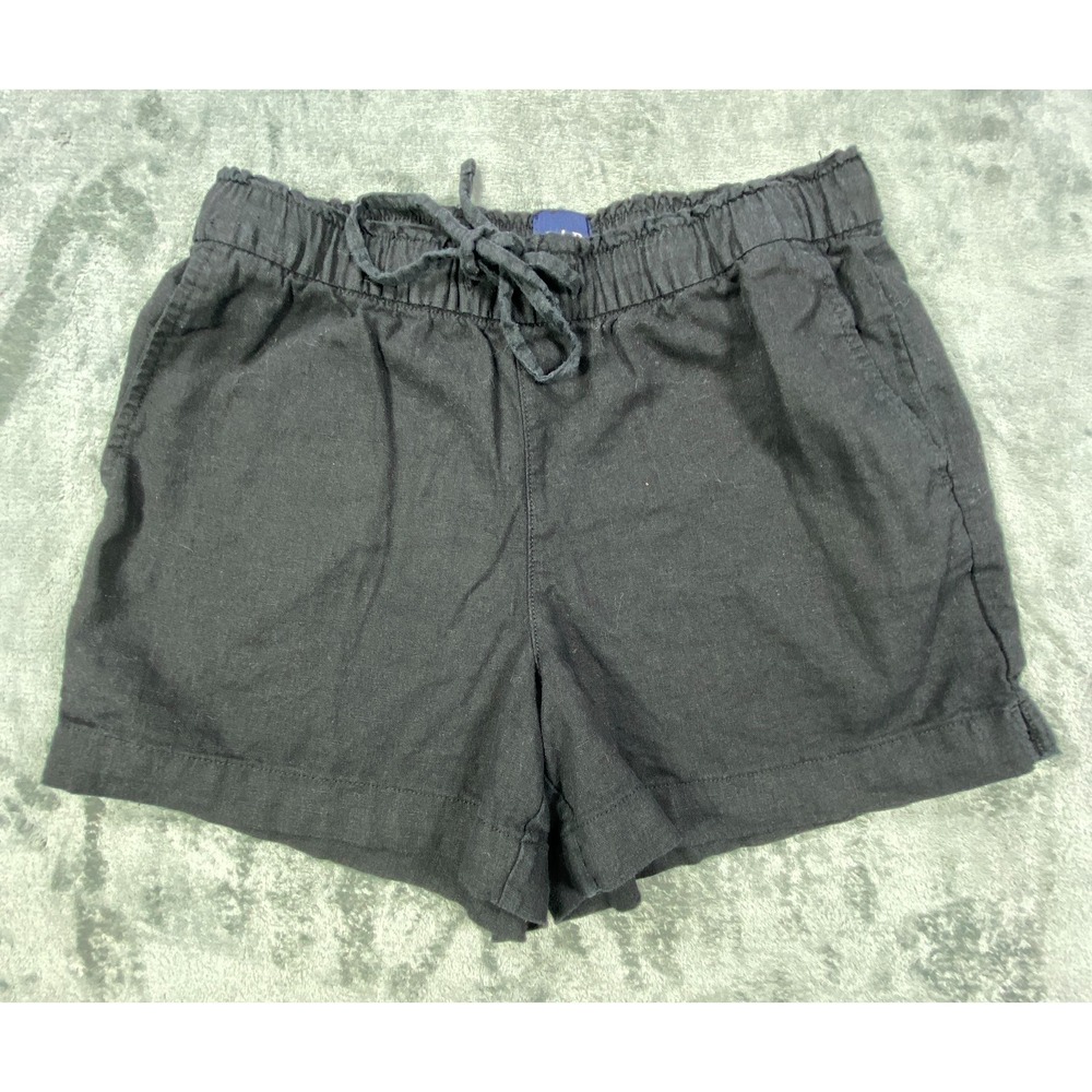 GAP Womensâ Mid-Rise Everyday Shorts Linen Blend Womens XS Black Beach Casual